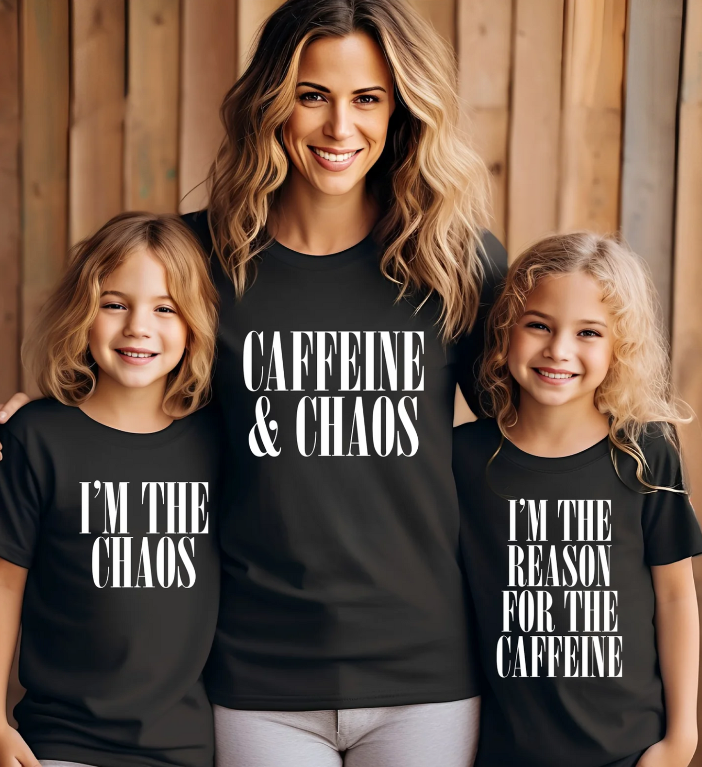 Caffeine & Chaos Matching Mommy & Me Tee