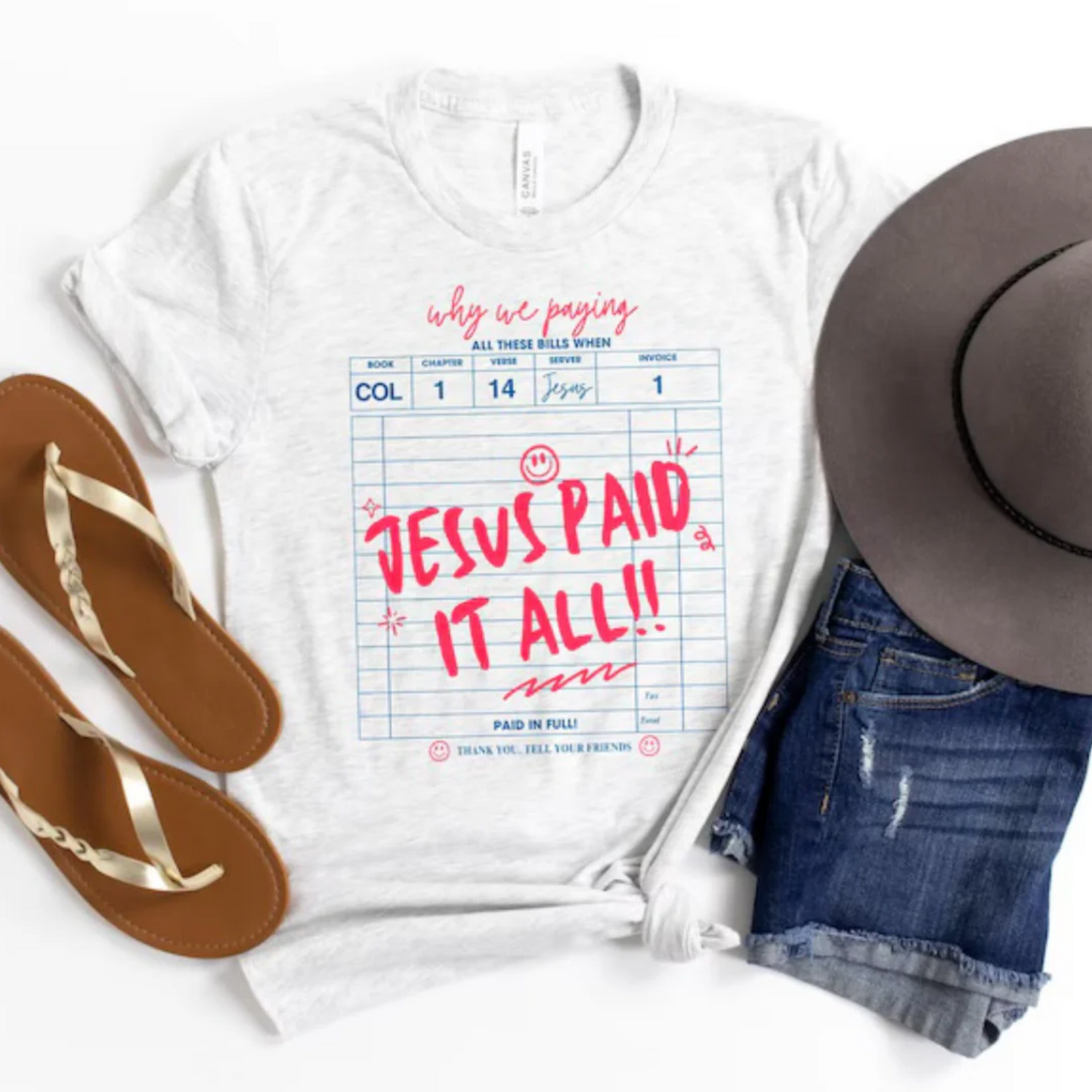 Jesus Paid It All Tab Tee or Sweatshirt (Ships in ~2 Weeks)