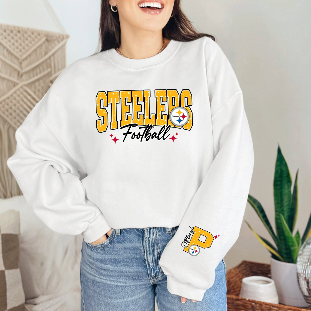 Football Team Logo Sleeve Sweatshirt