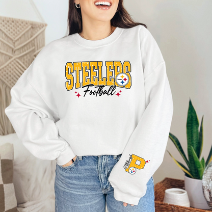 Football Team Logo Sleeve Sweatshirt