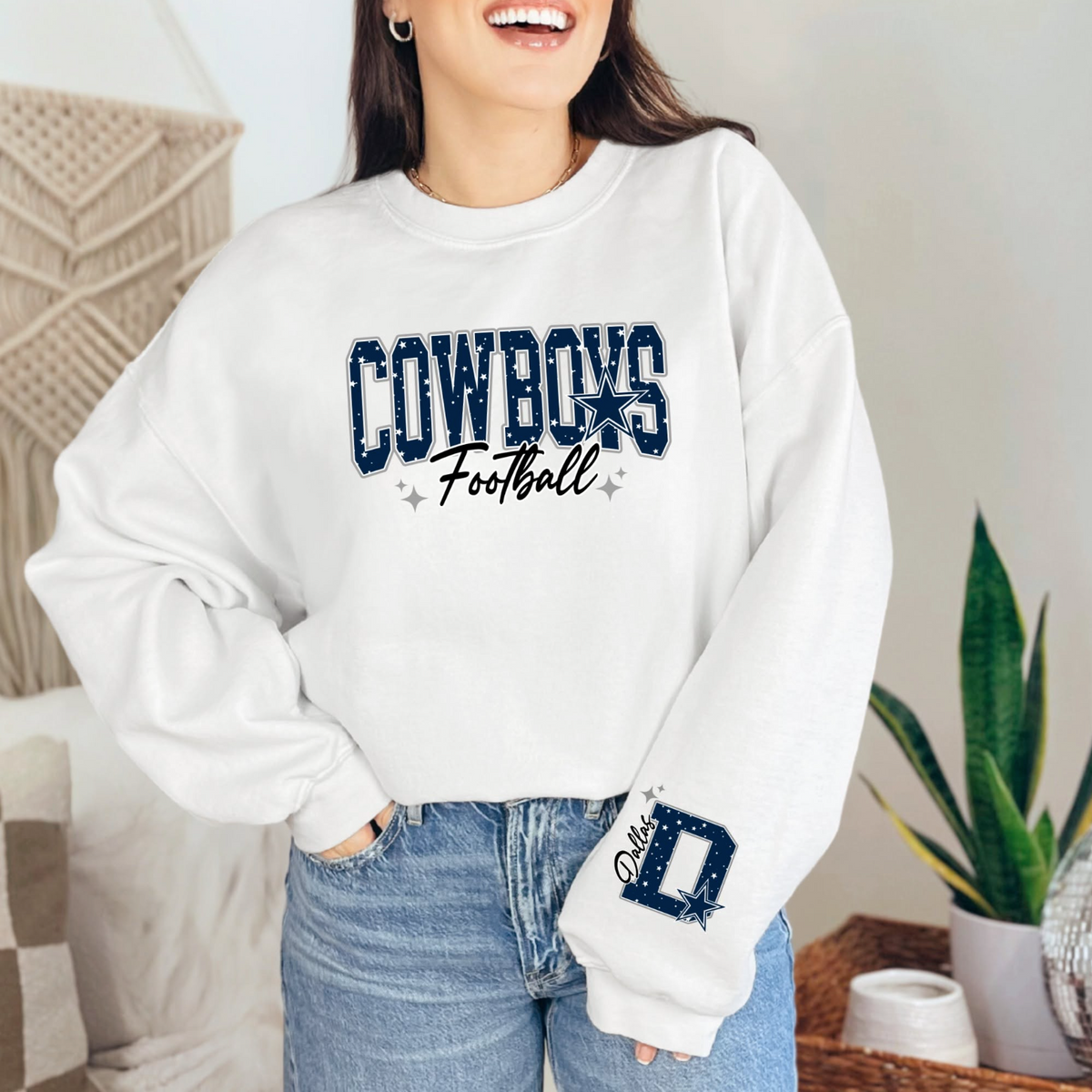 Football Team Logo Sleeve Sweatshirt
