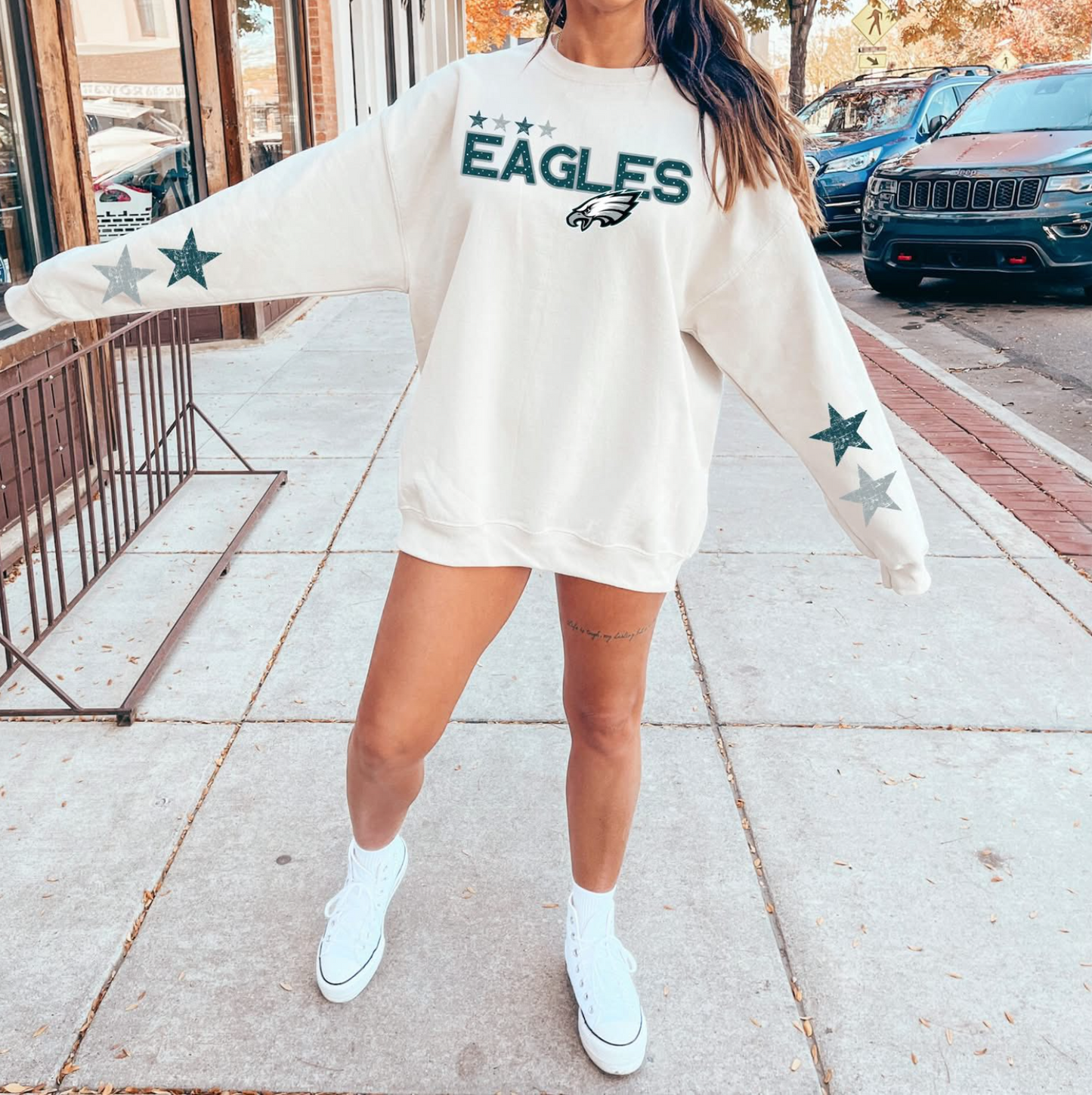 Football Team Star Sleeve Sweatshirt