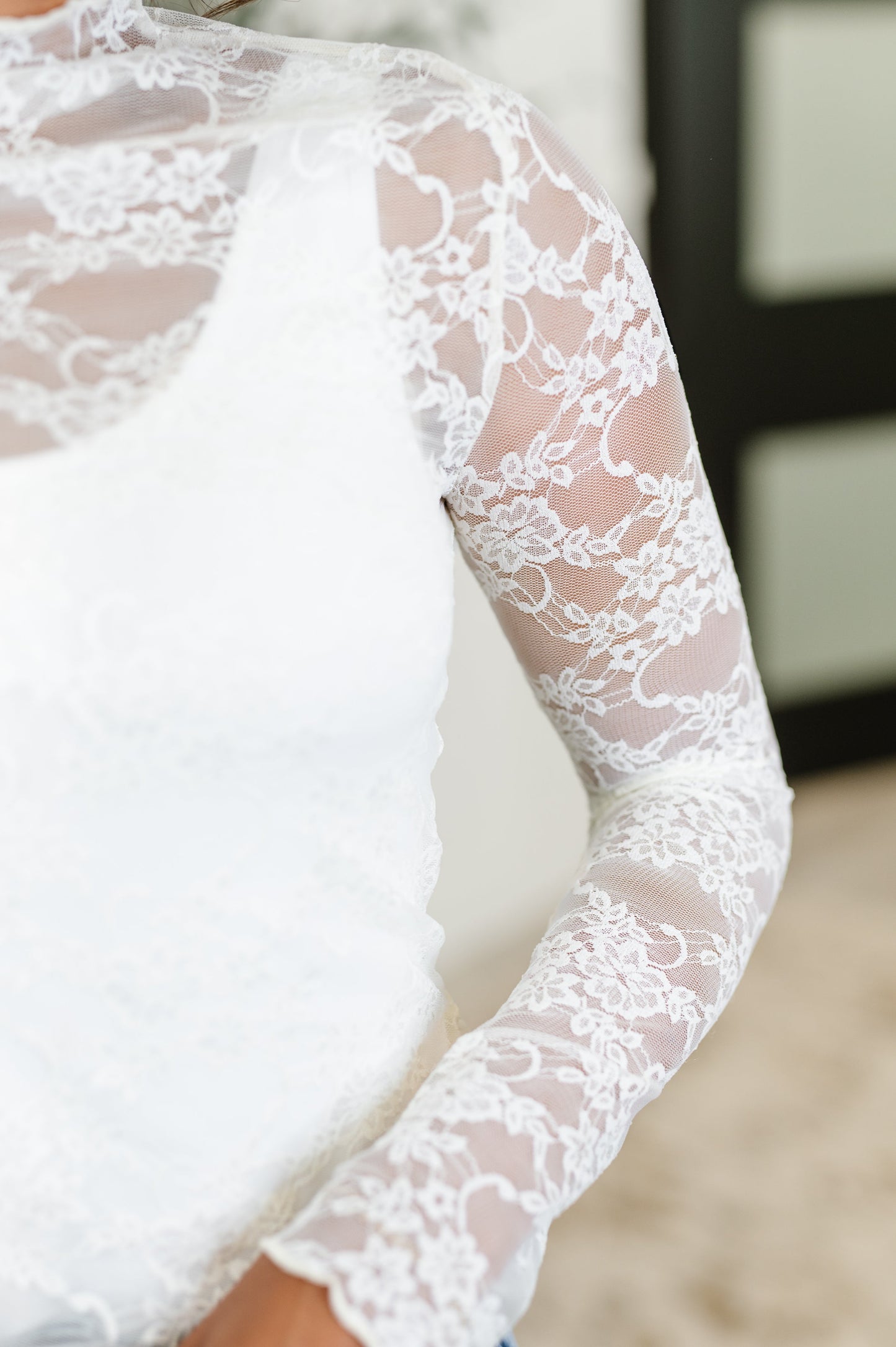 Sheer Intentions Lace Layering Top, Ivory