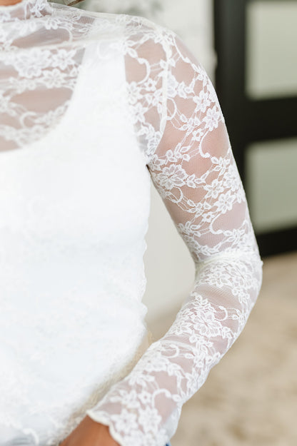 Sheer Intentions Lace Layering Top, Ivory