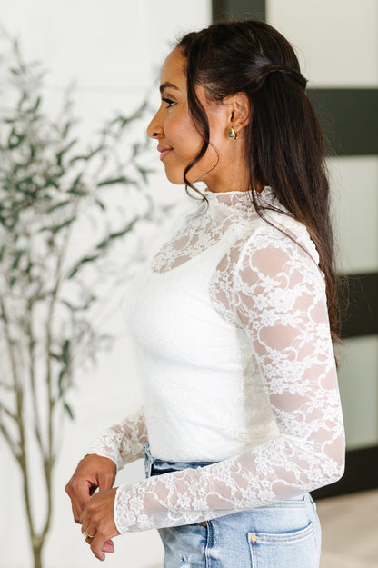 Sheer Intentions Lace Layering Top, Ivory