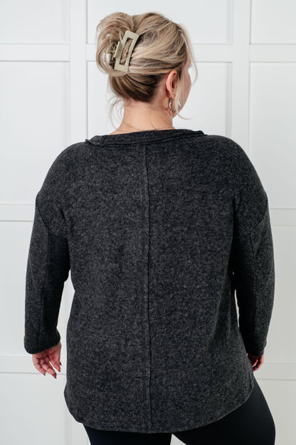 Simple Silhouette Brushed Hacci Sweater, Black