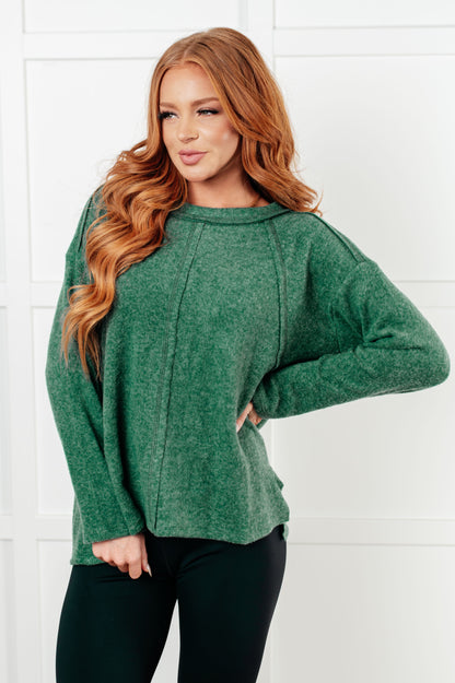 Simple Silhouette Brushed Hacci Sweater, Green