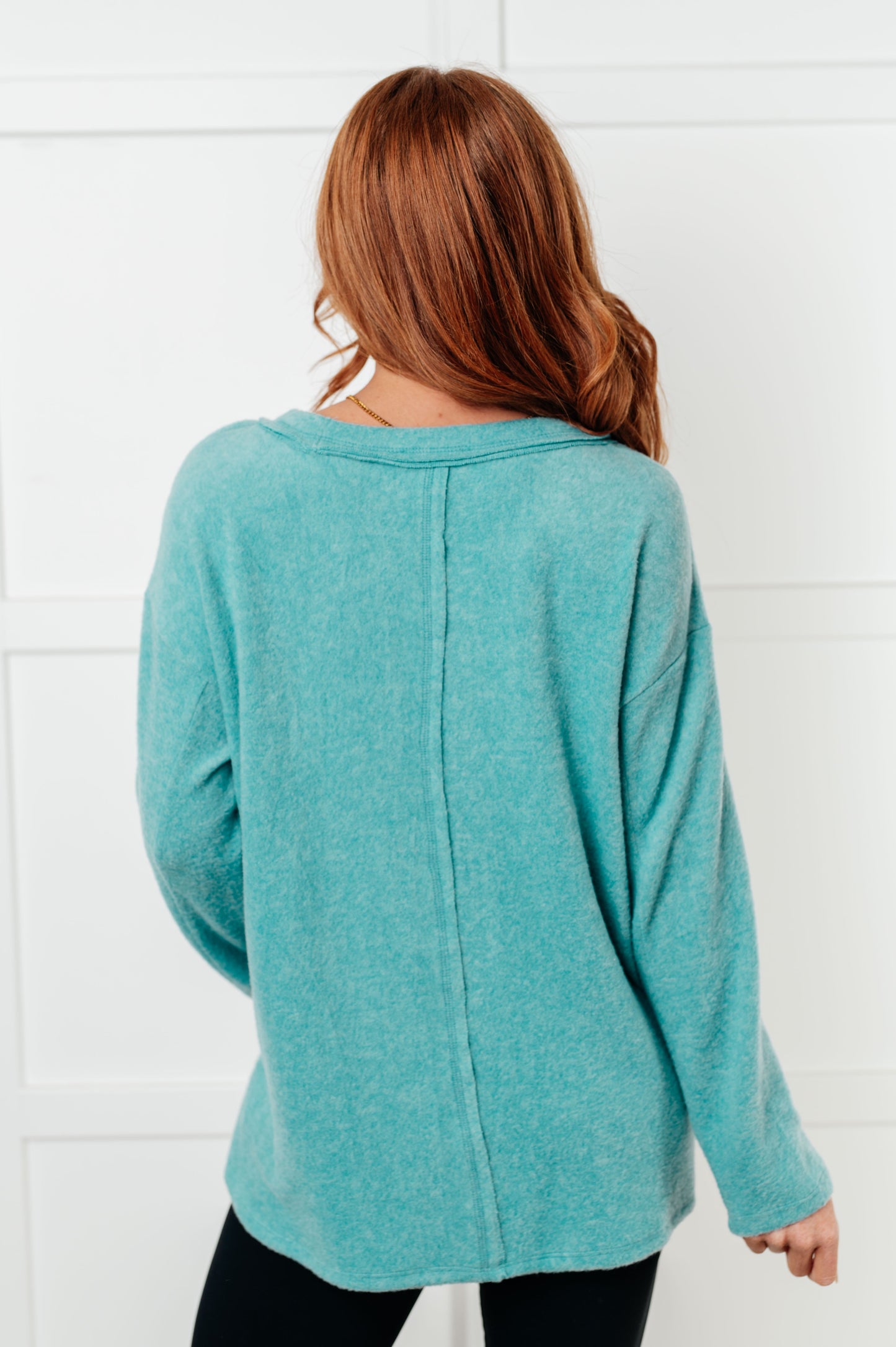 Simple Silhouette Brushed Hacci Sweater, Dusty Teal