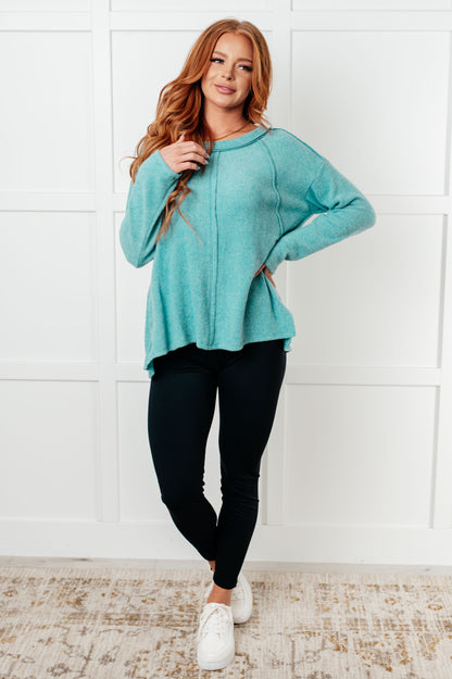 Simple Silhouette Brushed Hacci Sweater, Dusty Teal