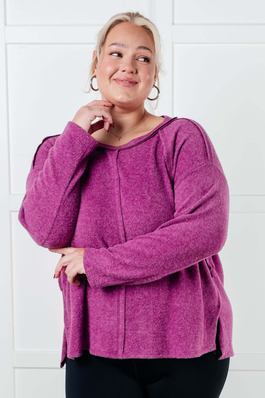 Simple Silhouette Brushed Hacci Sweater, Light Plum