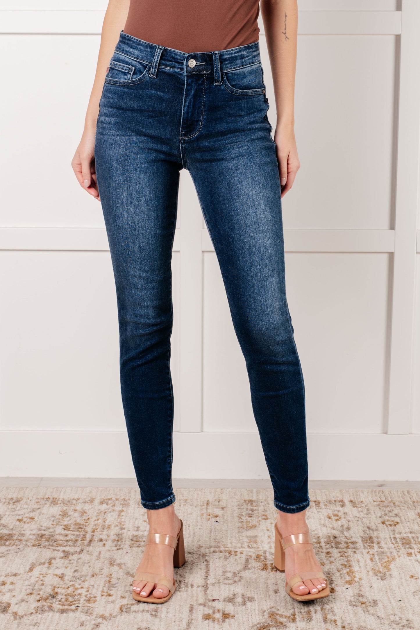 JUDY BLUE Skylar Mid Rise THERMAL Vintage Skinny Jeans