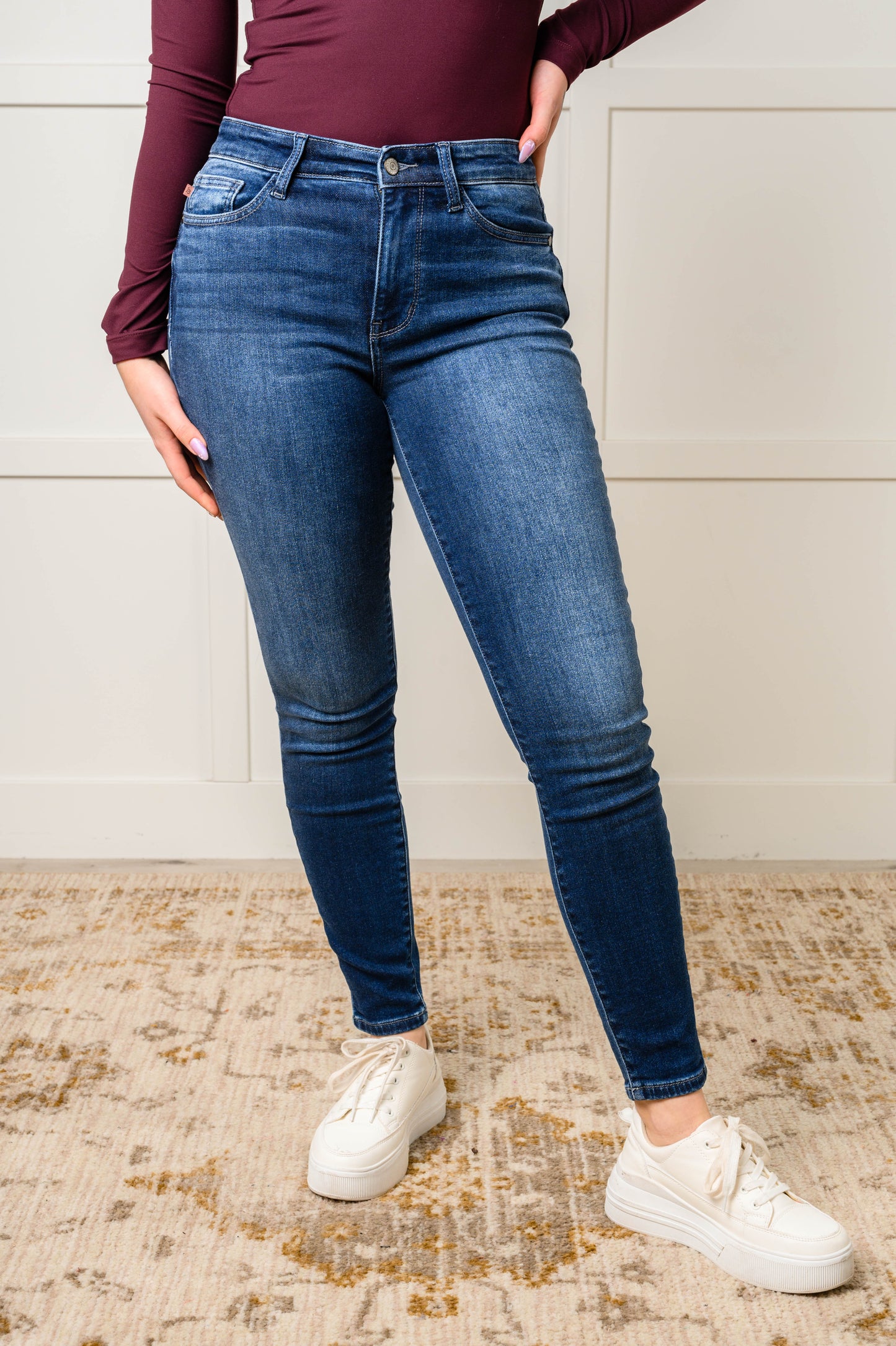 JUDY BLUE Skylar Mid Rise THERMAL Vintage Skinny Jeans