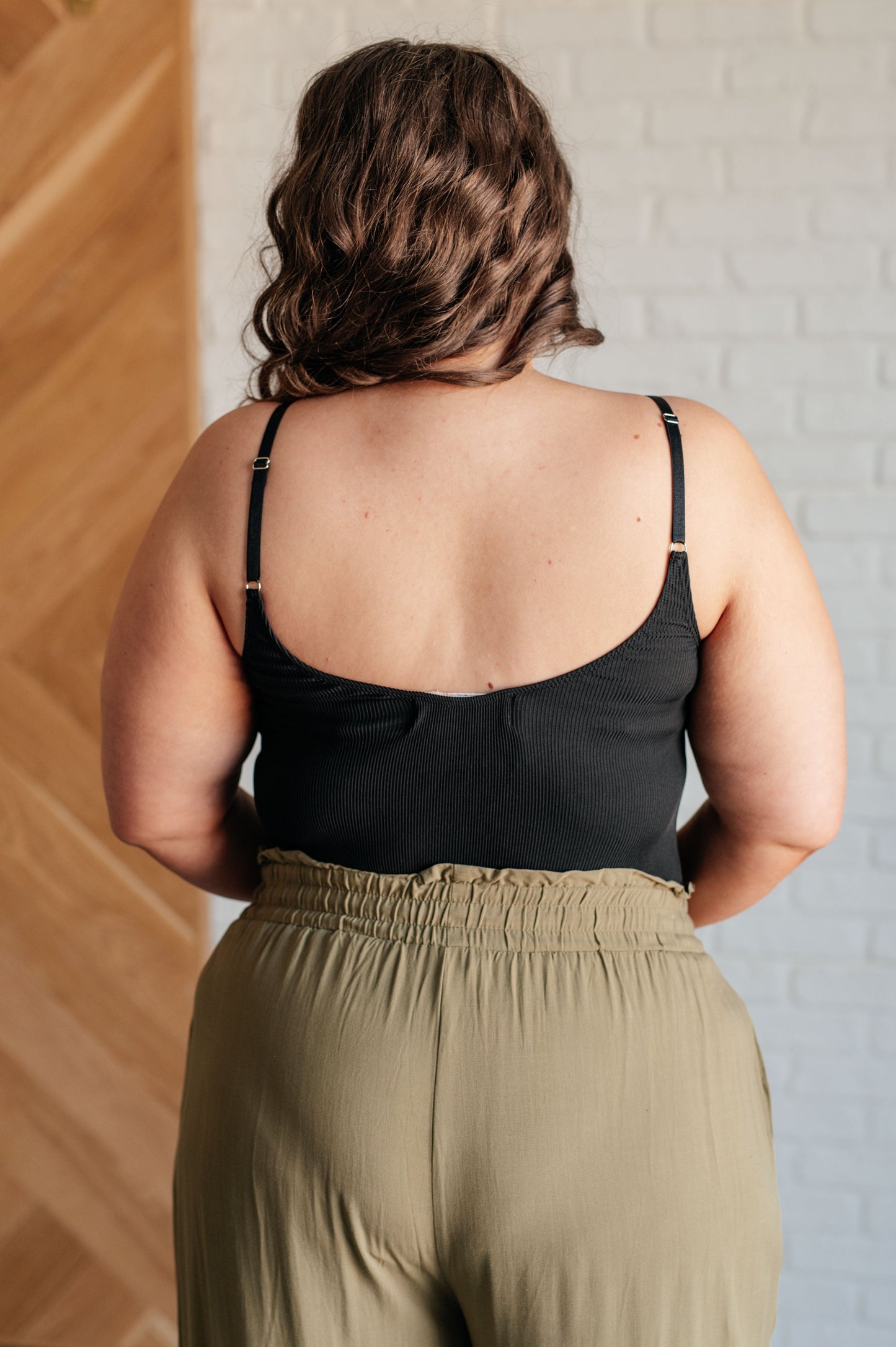 Noir Spaghetti Strap Henley Bodysuit