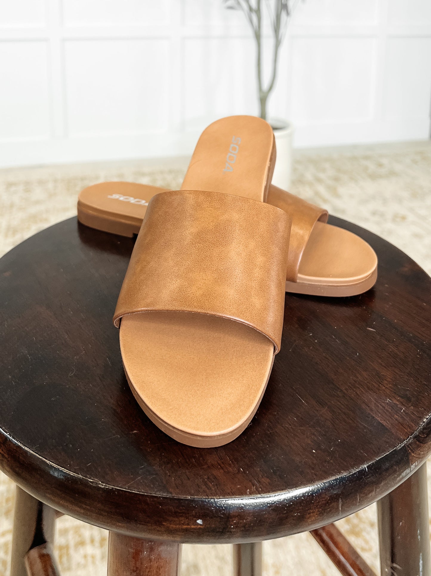 Sable Faux Leather Slides
