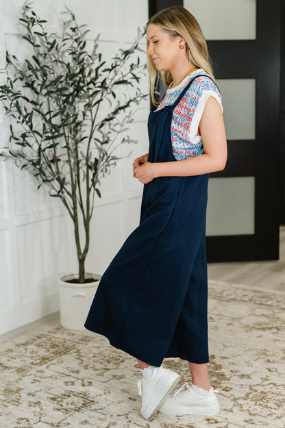 Harbor Quilted Knit Relaxed Fit Jumpsuit, Navy