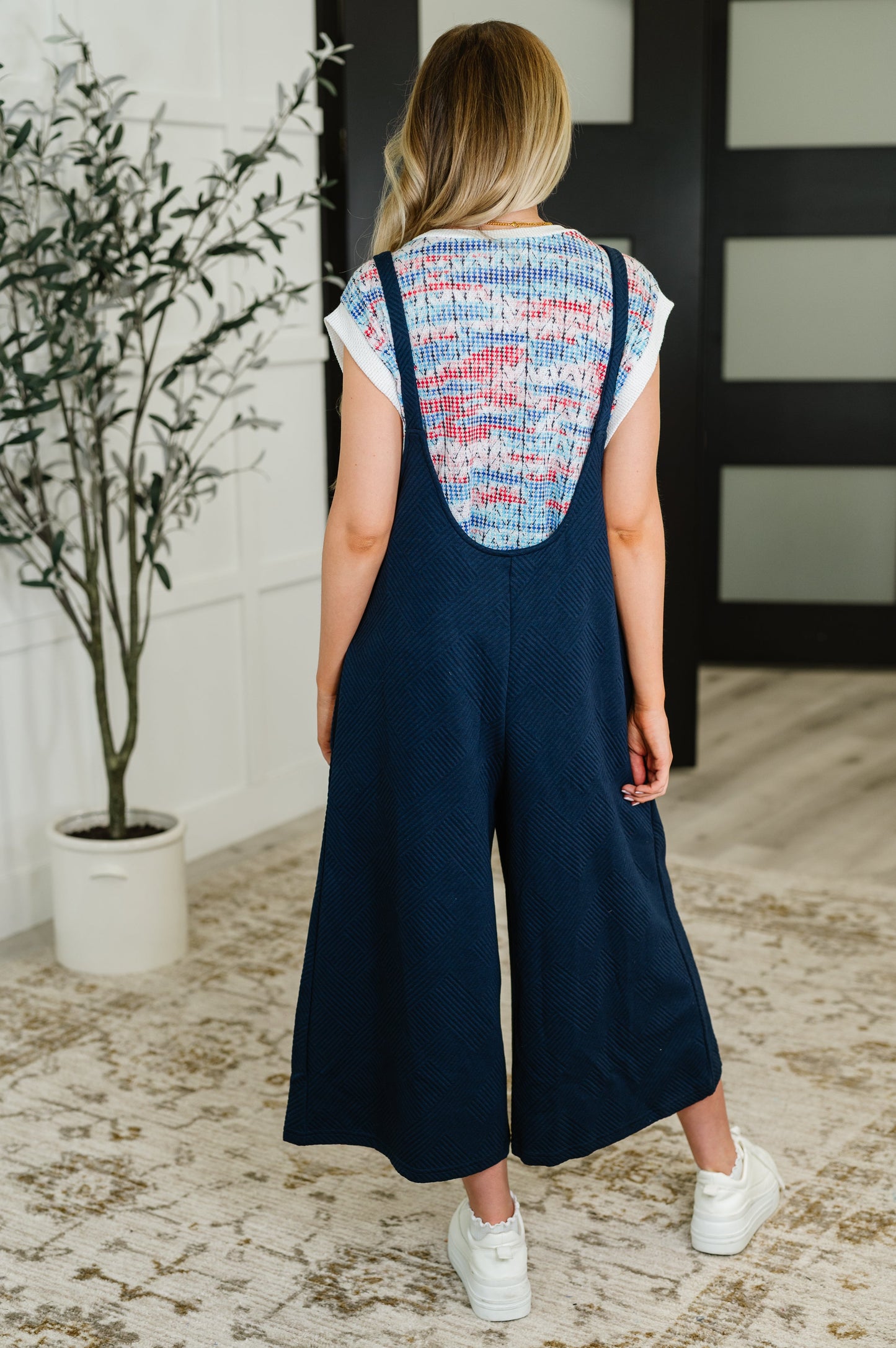 Harbor Quilted Knit Relaxed Fit Jumpsuit, Navy