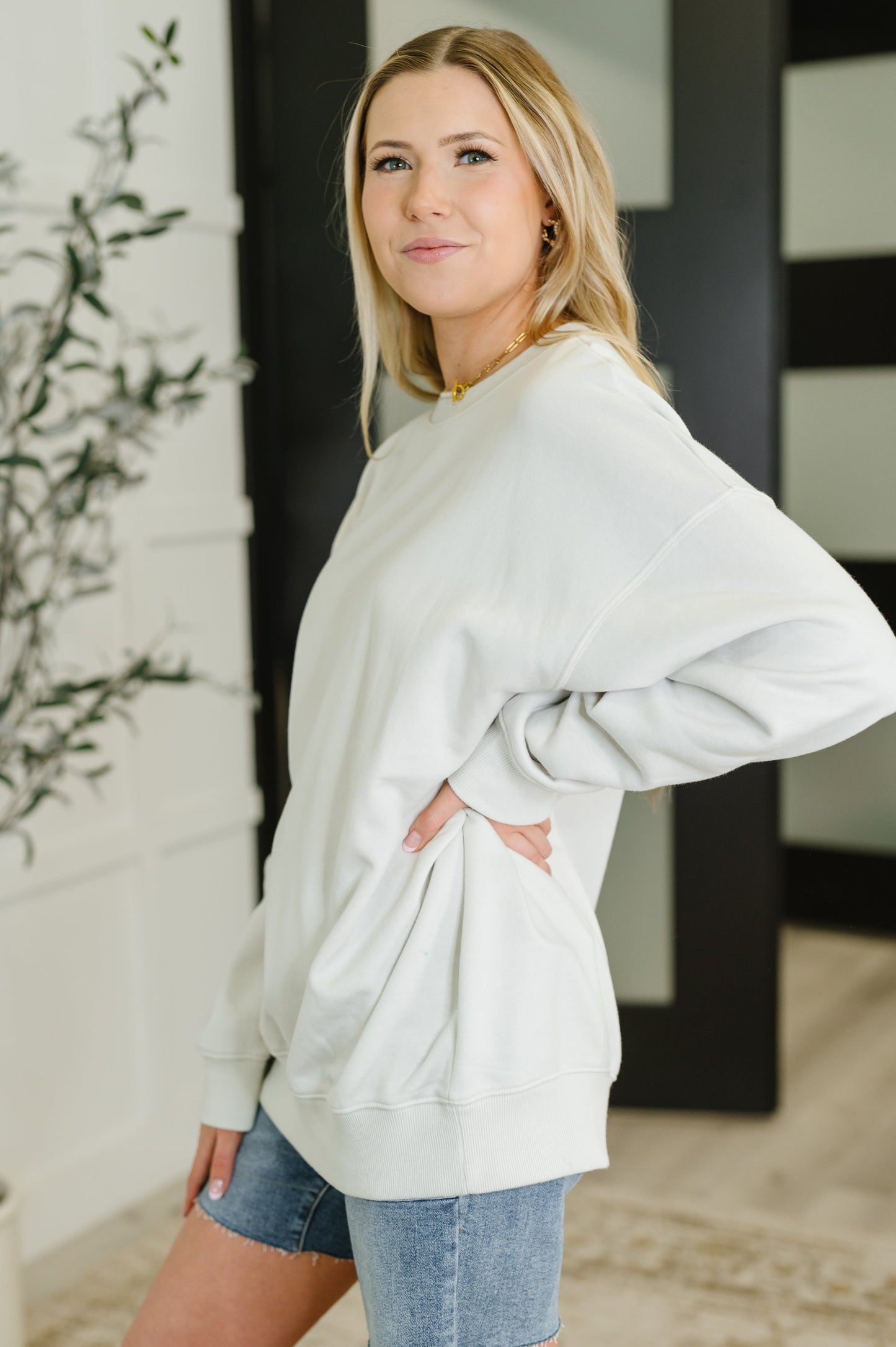 Sunday Snug Relaxed Pullover Top, Bone