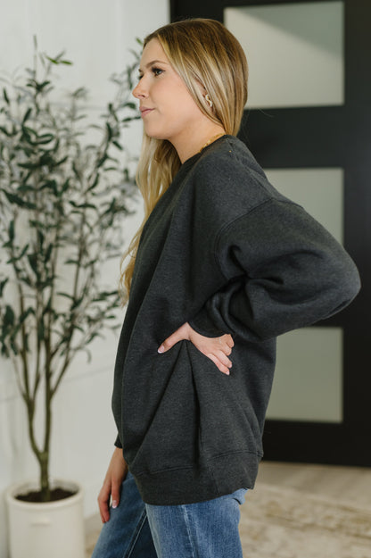 Sunday Snug Relaxed Pullover Top, Charcoal