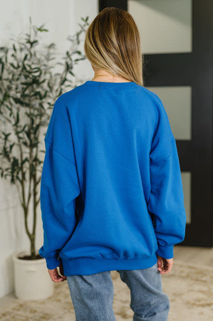 Sunday Snug Relaxed Pullover Top, Ocean Blue