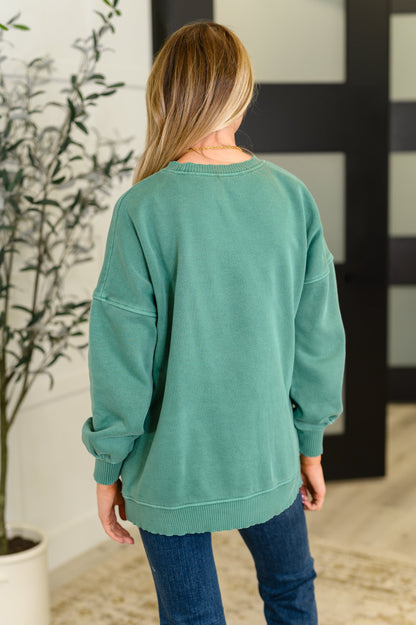 French Terry Pullover with Pockets, Dark Green