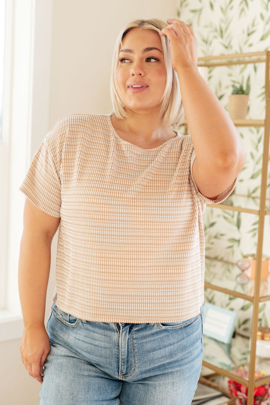 Textured Boxy Top, Taupe