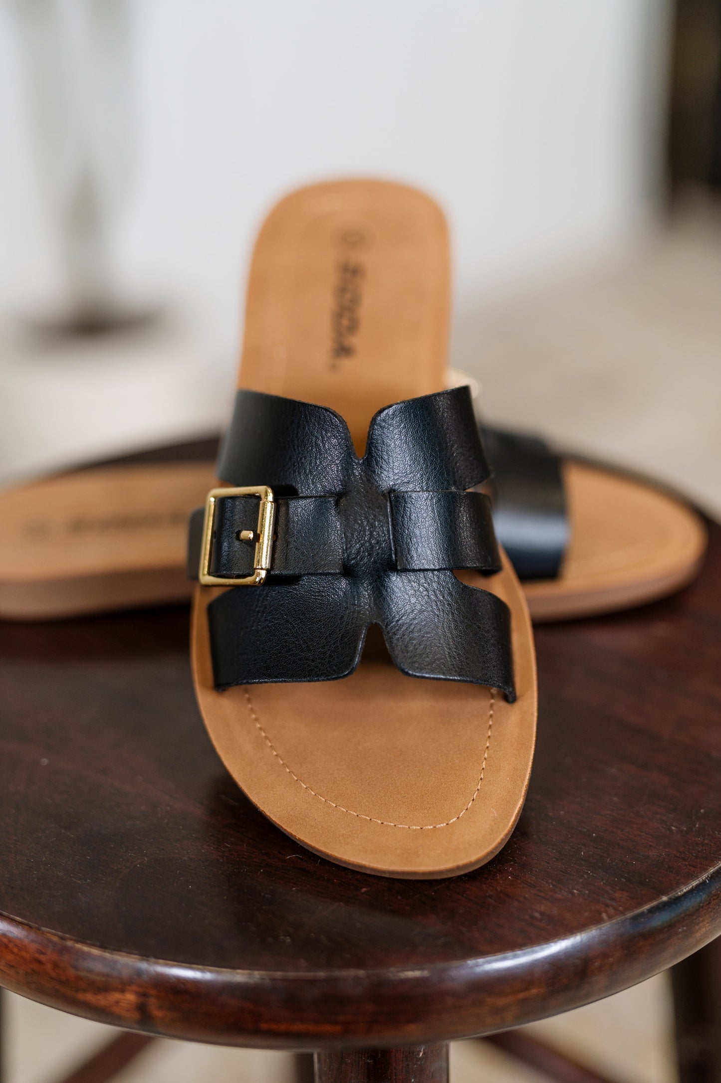Savoy Black Buckle Sandals