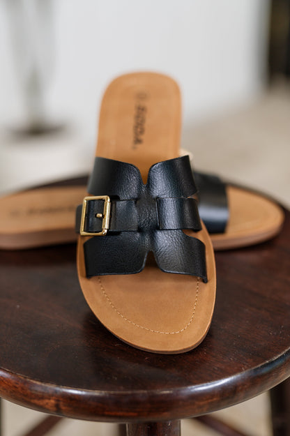 Savoy Black Buckle Sandals