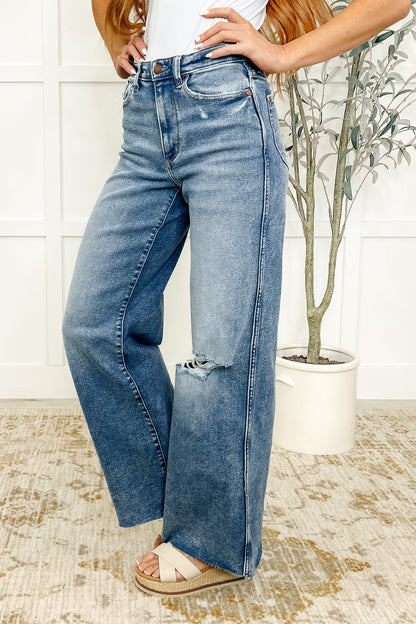 JUDY BLUE Tucker Vintage Wash Wide Leg Jeans