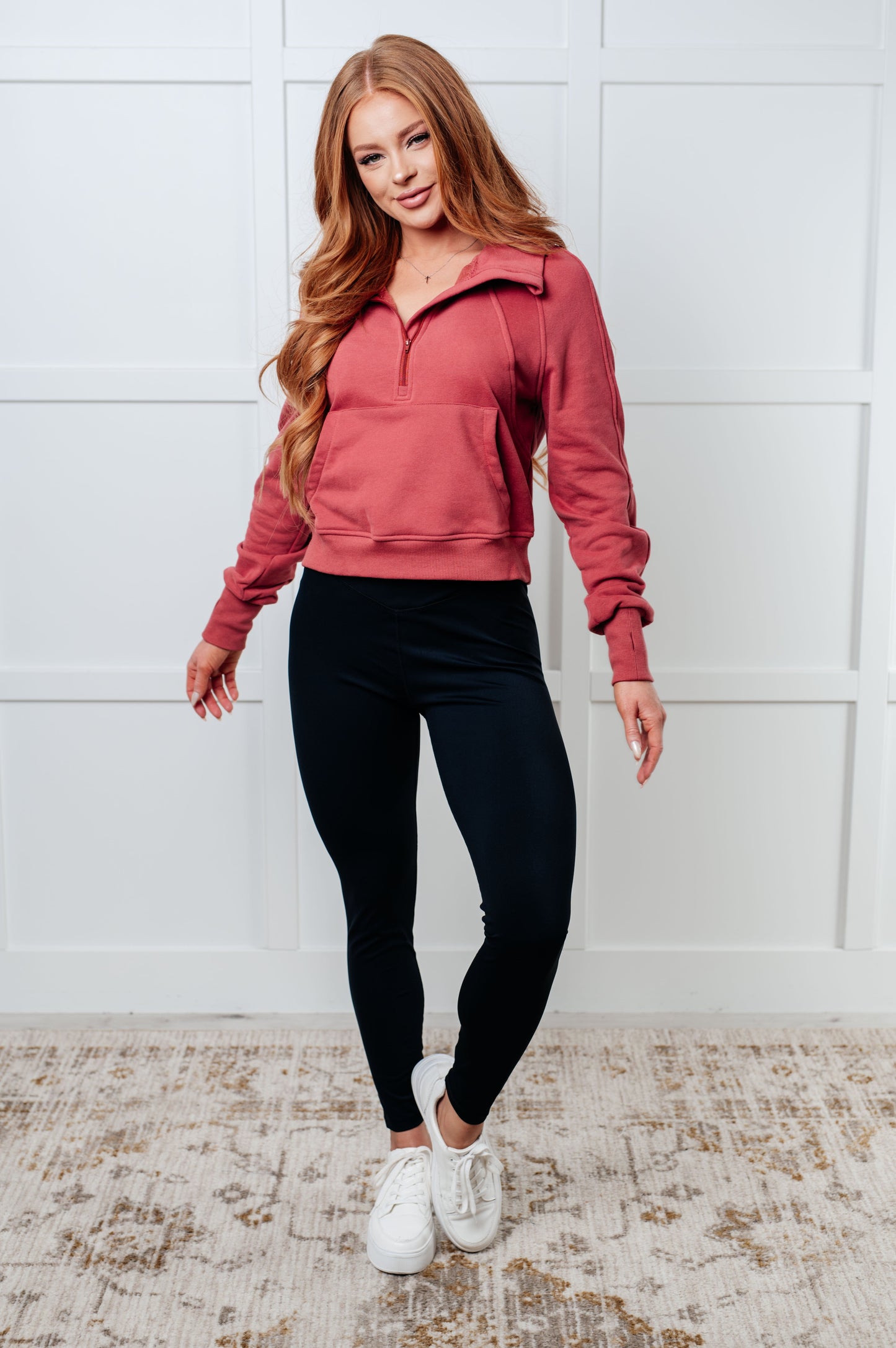 Under Her Spell Half Zip Pullover, Marsala