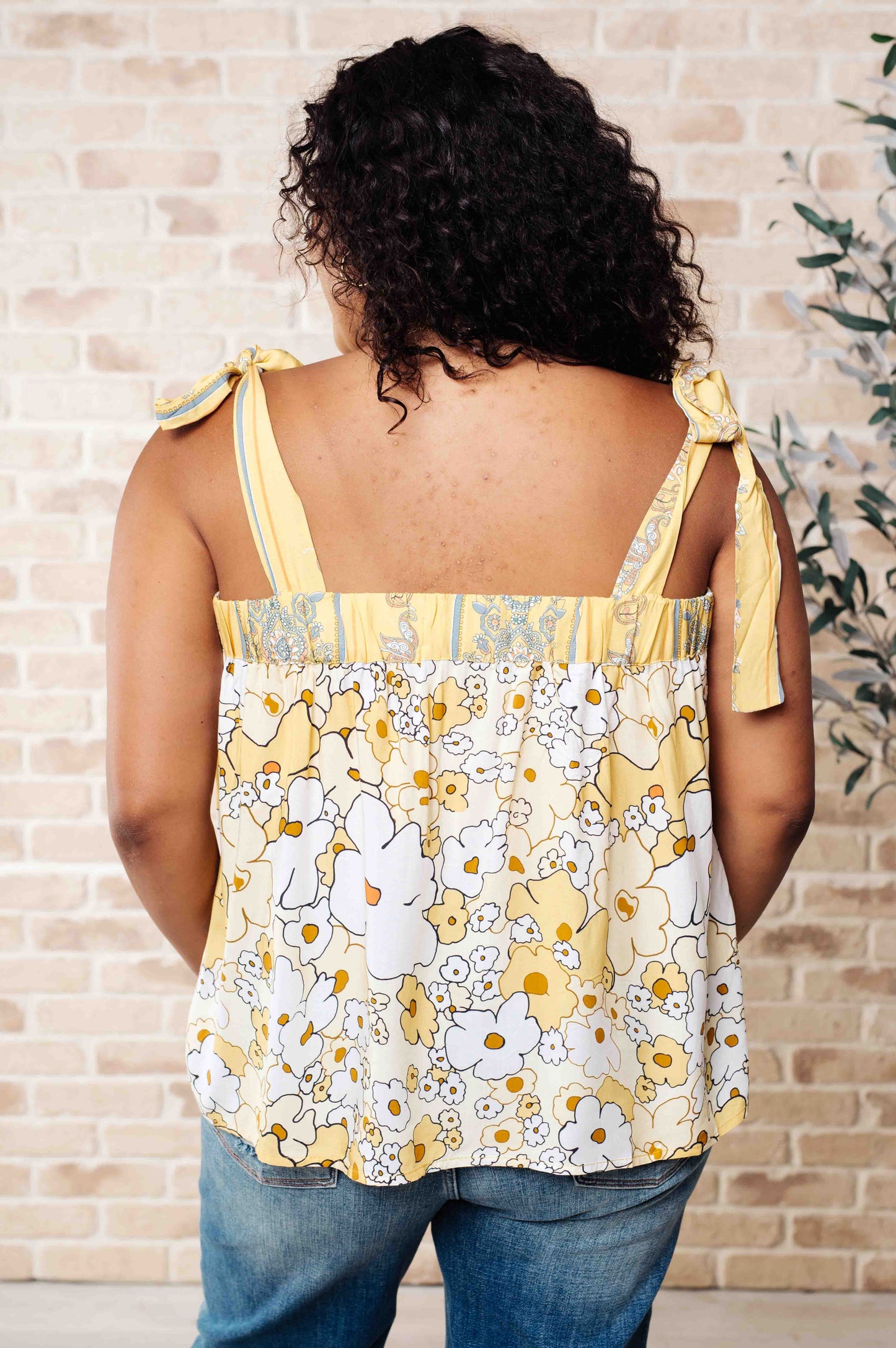Dahlia Shoulder Tie Floral Tank Top