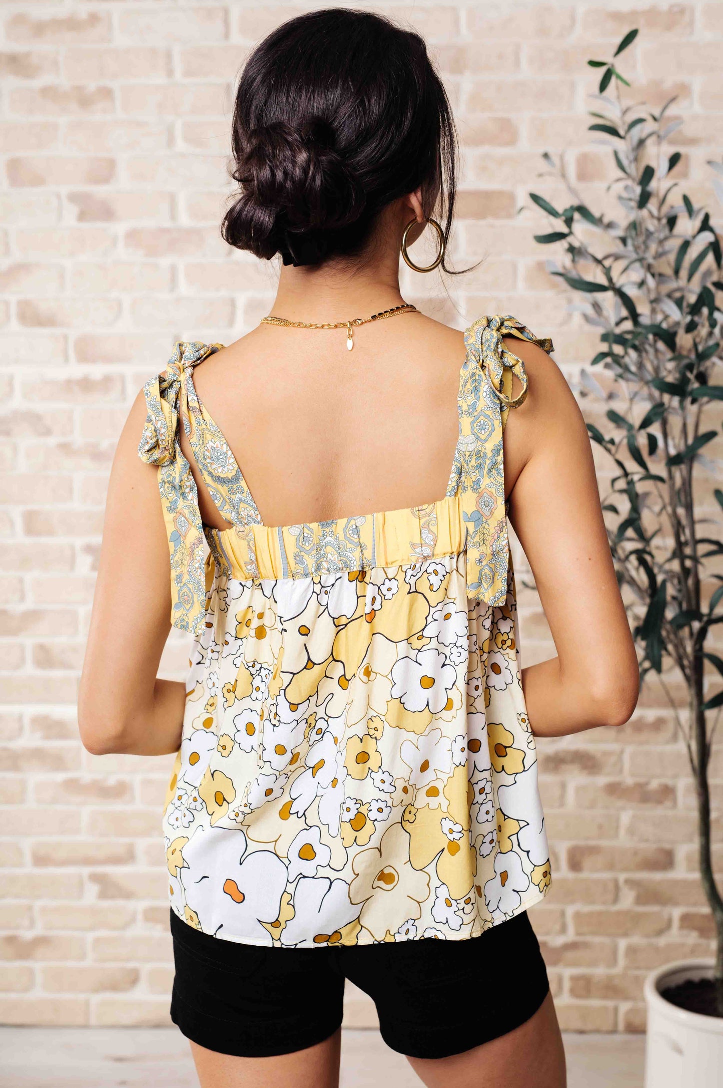 Dahlia Shoulder Tie Floral Tank Top