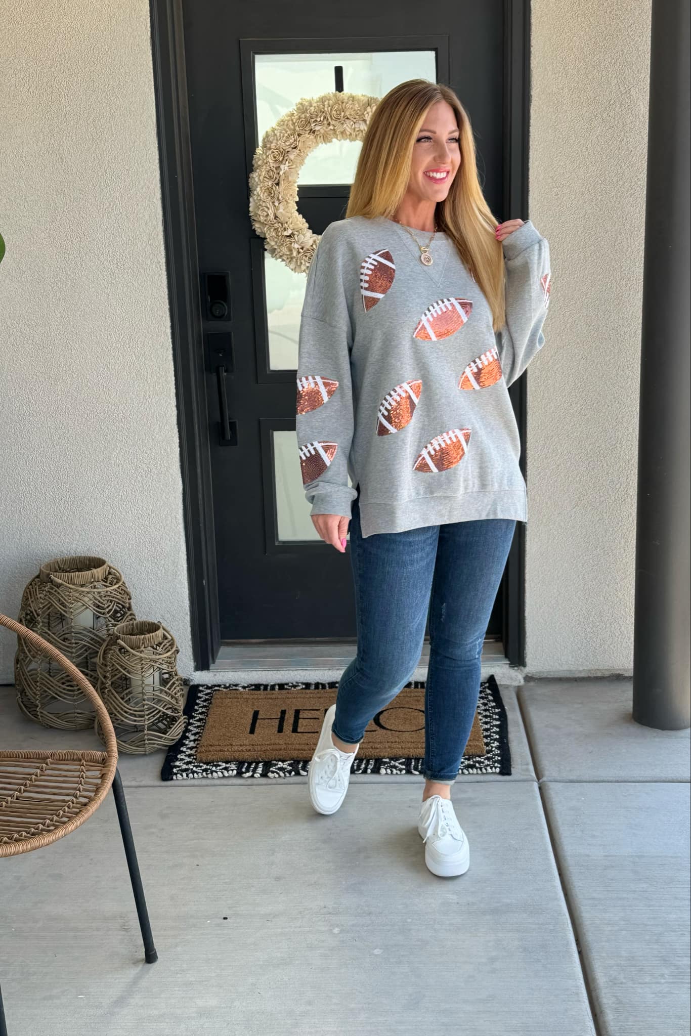 Game Day Sequin Football Sweatshirt