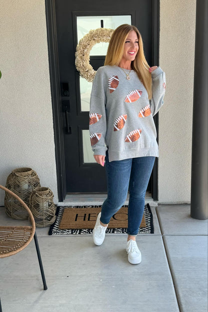 Game Day Sequin Football Sweatshirt
