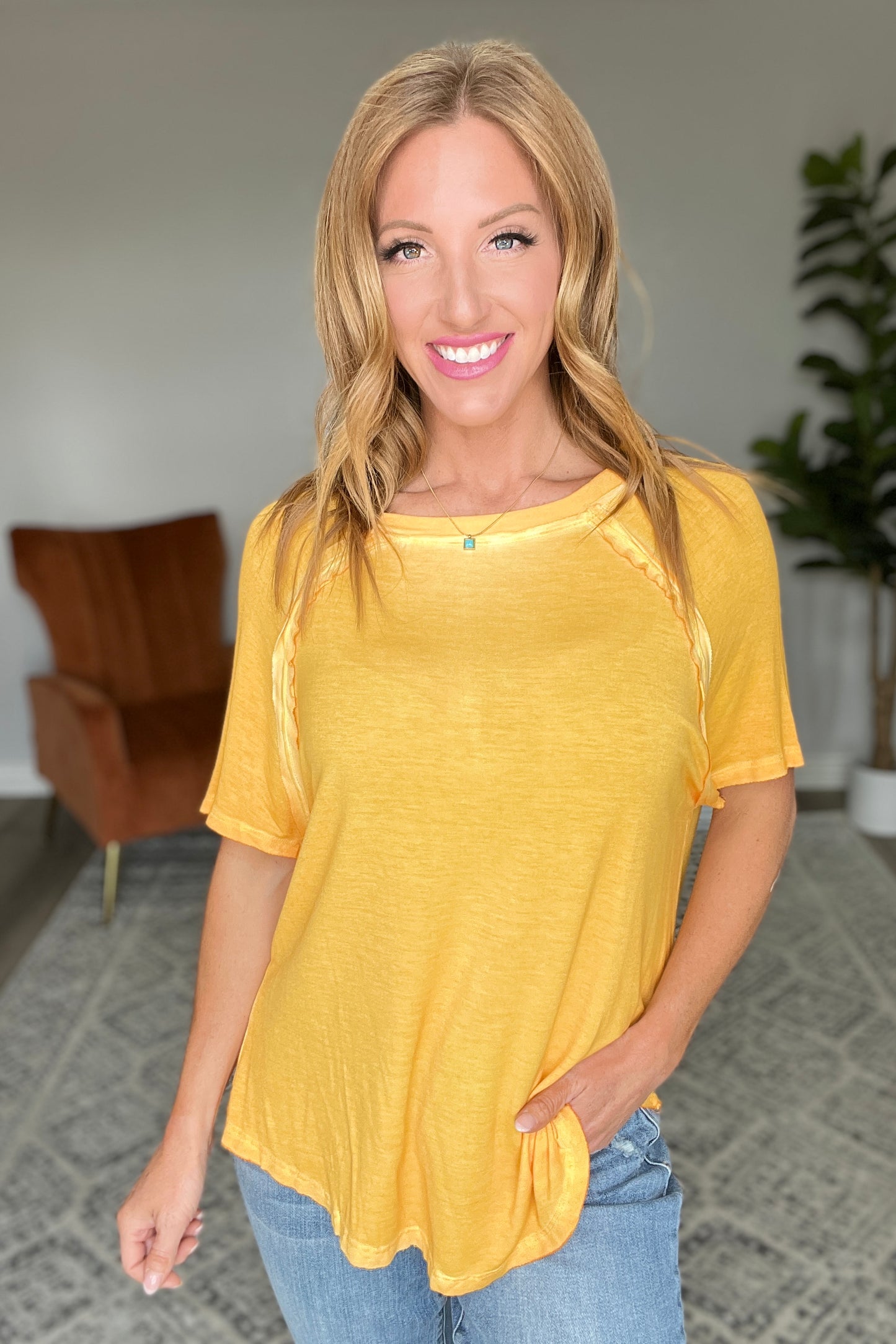 New Edition Mineral Wash Tee, Yellow