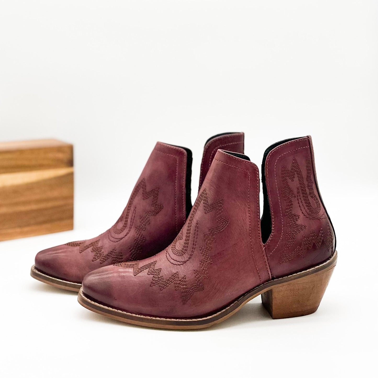 Naughty Monkey Western Kickin' Booties, Burgundy