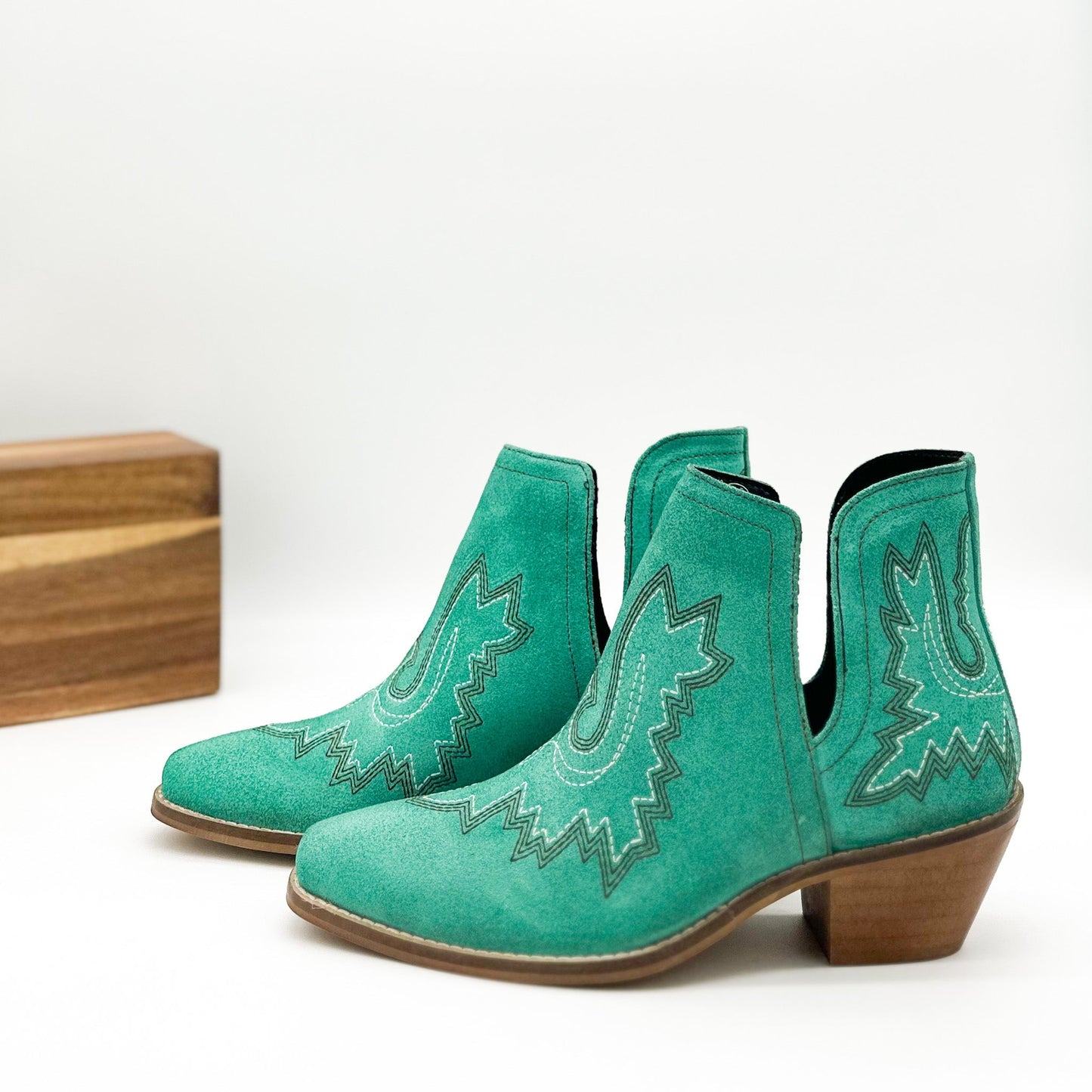 Naughty Monkey Western Kickin' Booties, Turquoise Suede