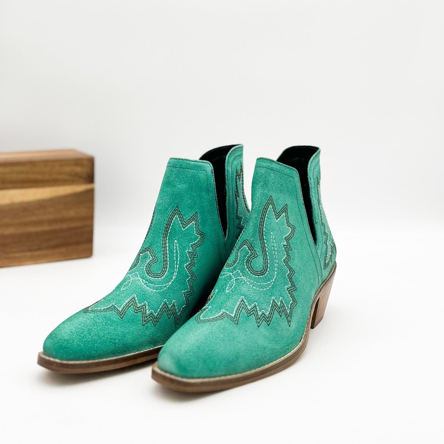 Naughty Monkey Western Kickin' Booties, Turquoise Suede