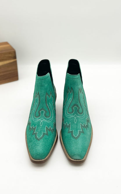 Naughty Monkey Western Kickin' Booties, Turquoise Suede