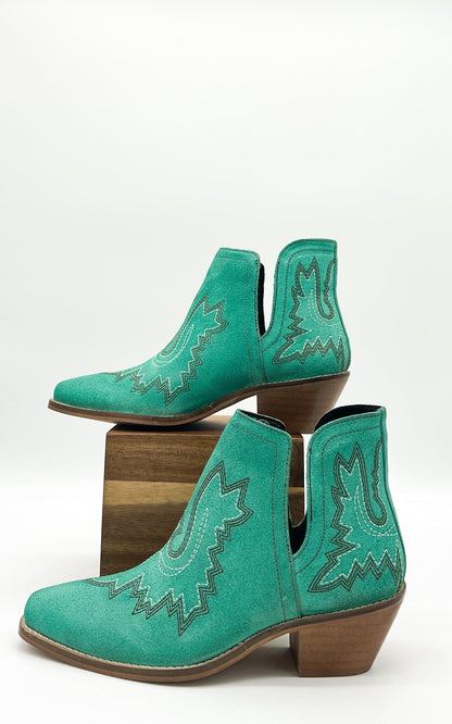 Naughty Monkey Western Kickin' Booties, Turquoise Suede