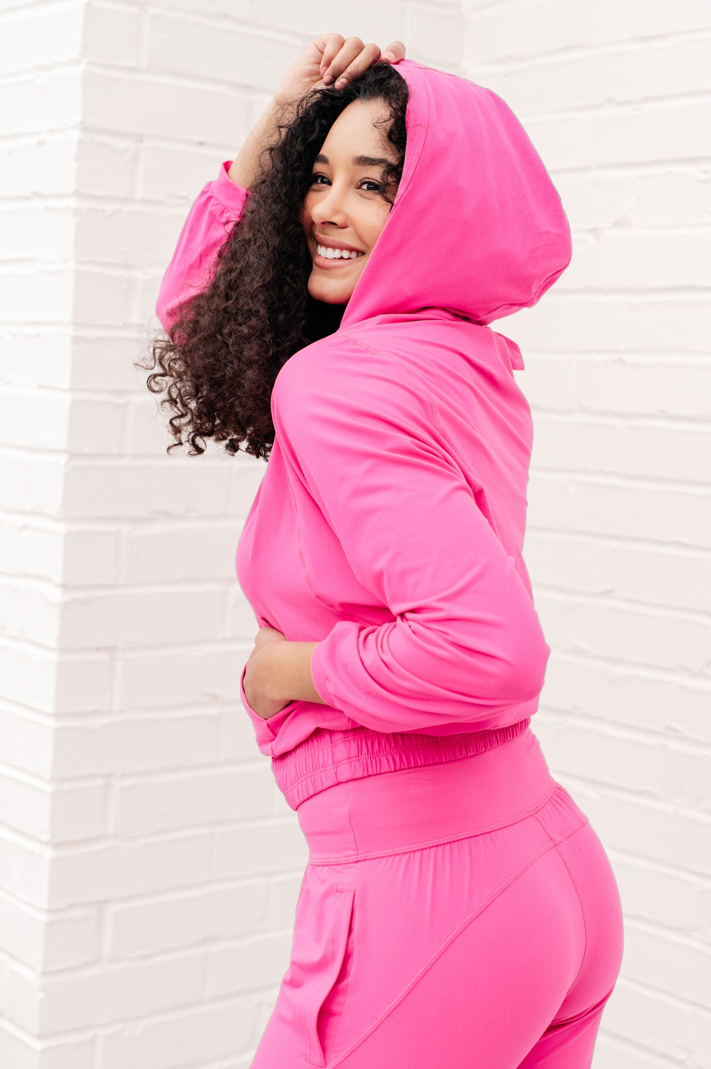 Morning Run Half Zip Hoodie, Sonic Pink