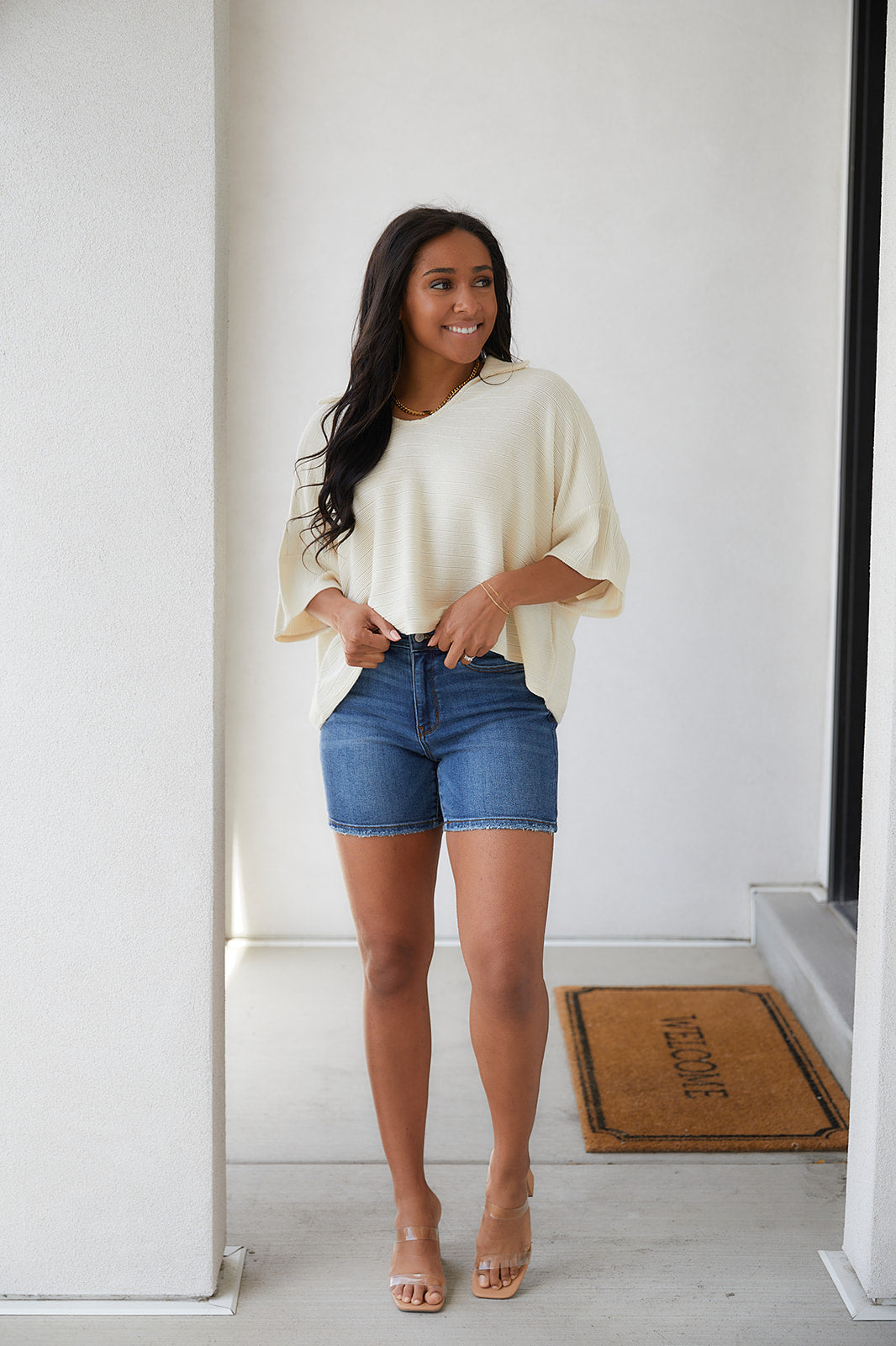 Brianna Textured Knit Mid-Crop Top