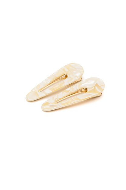 Gold Shell Teardrop Hair Clips, 2-Pack