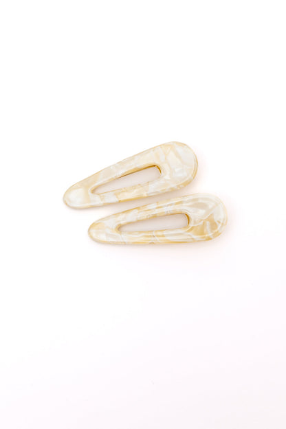 Gold Shell Teardrop Hair Clips, 2-Pack