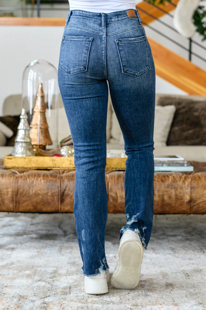 JUDY BLUE Christine Slim Bootcut Destroyed Jeans