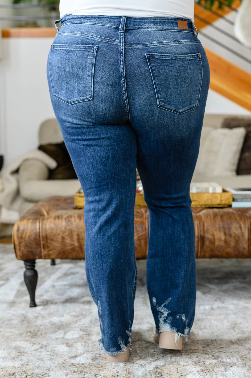 JUDY BLUE Christine Slim Bootcut Destroyed Jeans