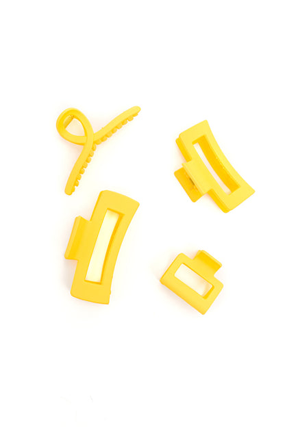 Lemon Yellow Hair Claw Clips, 4-Pack