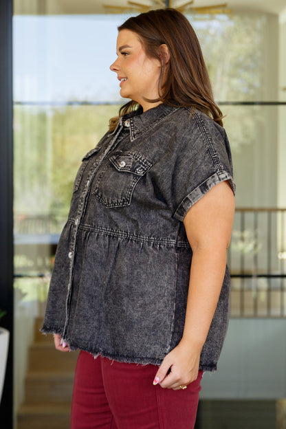 Cool And Carefree Denim Button Front Top