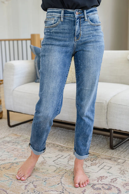 JUDY BLUE Corey High Rise Bleach Splash Boyfriend Jeans