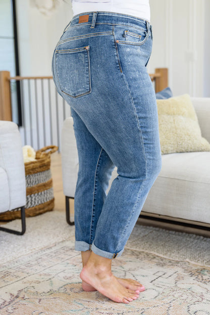 JUDY BLUE Corey High Rise Bleach Splash Boyfriend Jeans