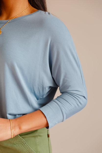 Daytime Blue Grey Boat Neck Top